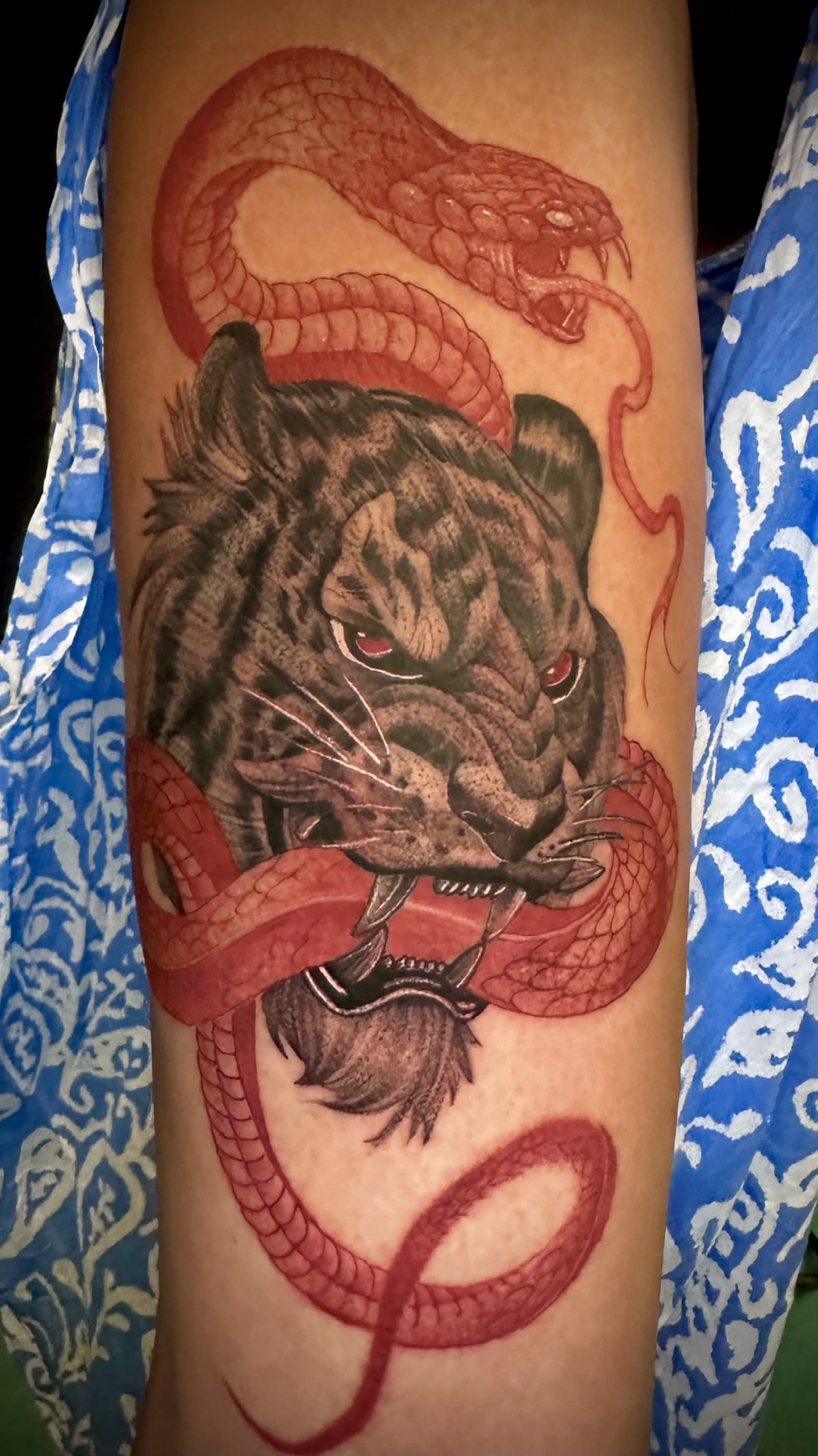 Tiger snake tattoo by Spade